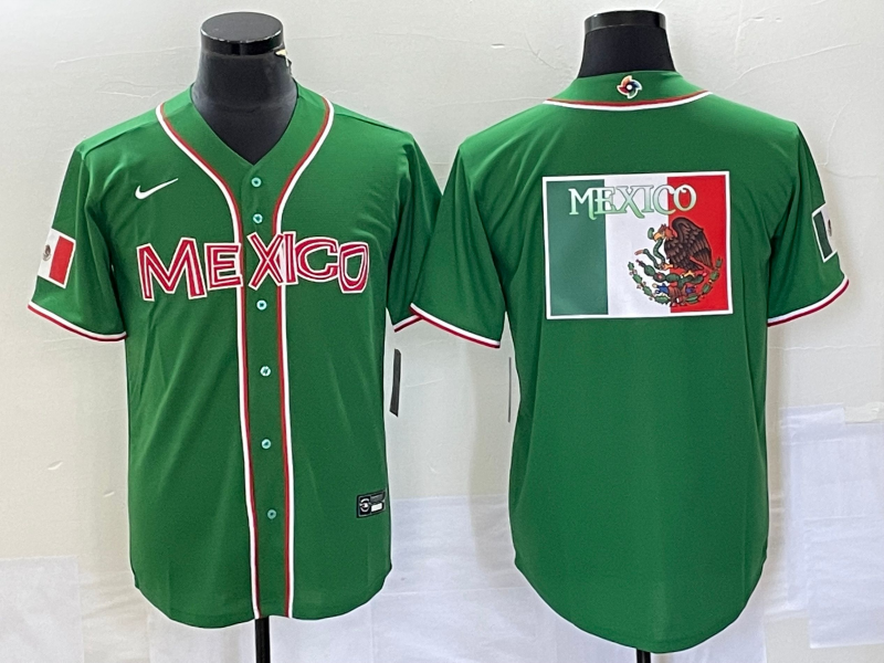 Men's Mexico Baseball 2023 Green World Baseball Classic Team Big Logo Stitched Jersey Men's Mexico Baseball 2023 Green World Baseball Classic Team Big Logo Stitched Jersey